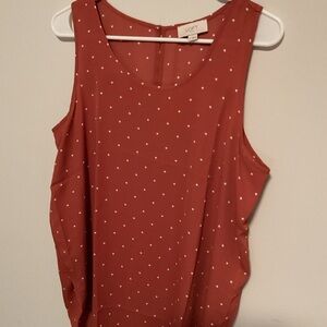 LOFT Red Sleeveless Tank Top with Polka Dots